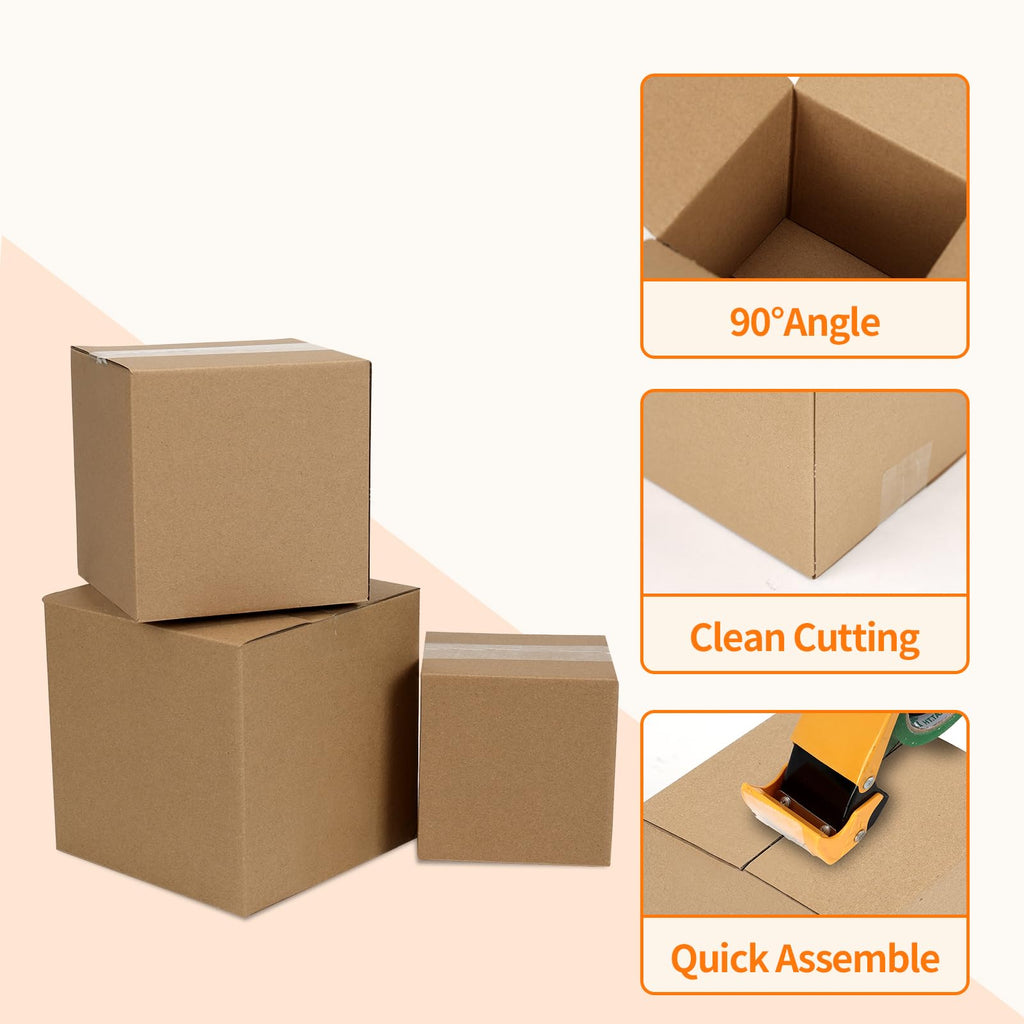 Hoikwo 40 Pack 4x4x2 Shipping Boxes for Small Business, Black Packaging Cardboard Boxes, Moving Mailing Packing Box