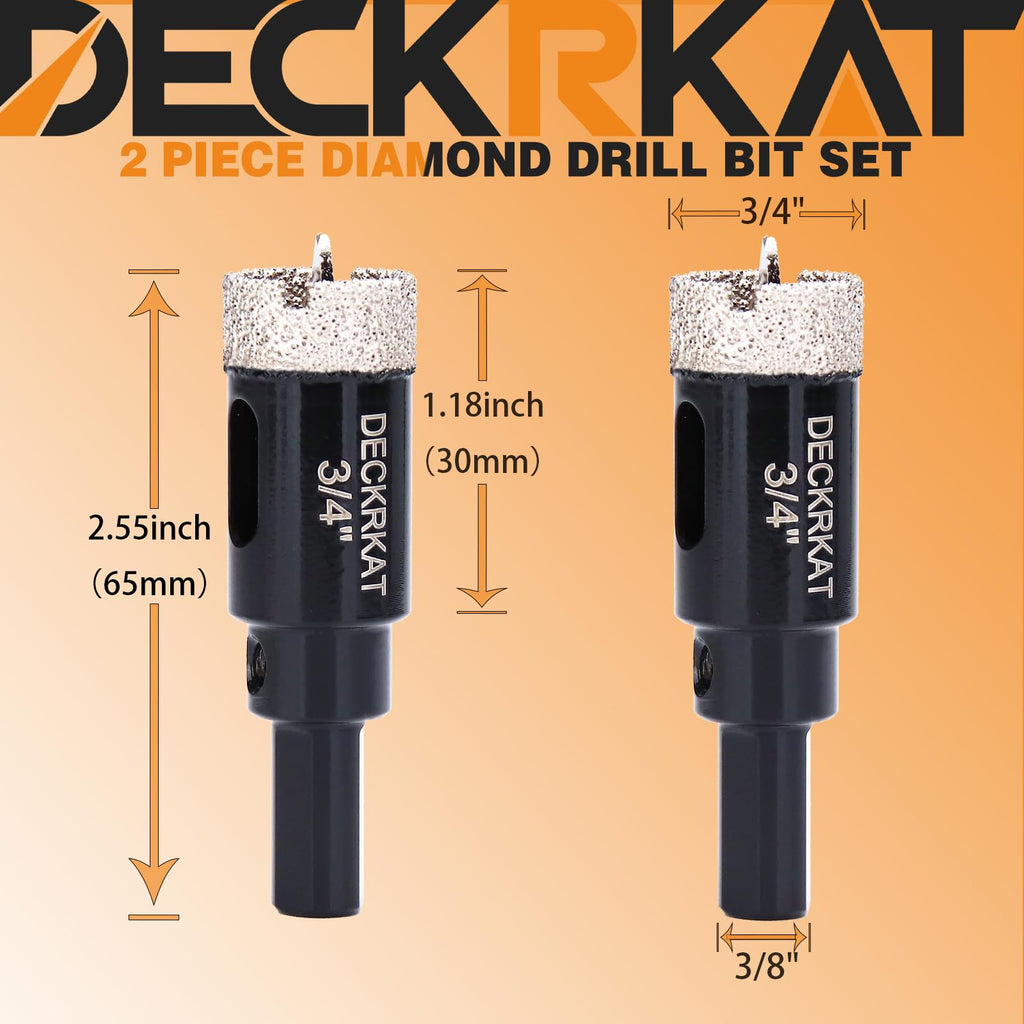 1 Inch Diamond Hole-Saw Bits with Pilot Drill Bit - 2pc 1" Diamond Tipped Tile Hole Saws with Guiding Bit Accurate Drilling for Porcelain Tile Ceramic Pottery Granite Stone Glass Bottles 25mm
