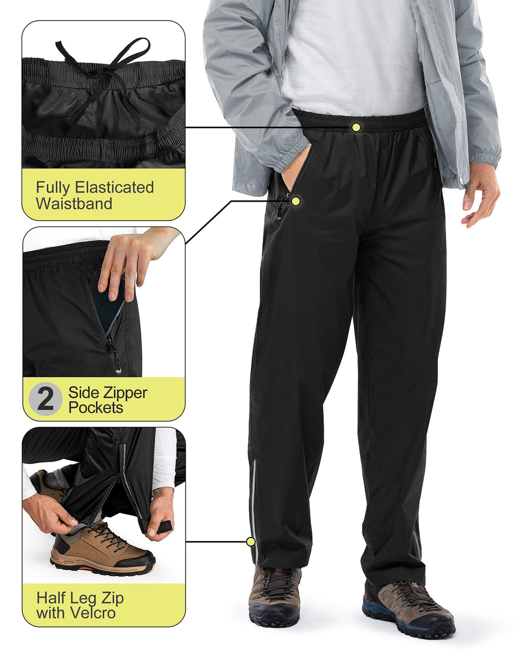 33,000ft Men's Rain Suit Packable Waterproof Lightweight Rain Gear for Golf Hiking Cycling 2 Pieces(Rain Jackets and Pants)