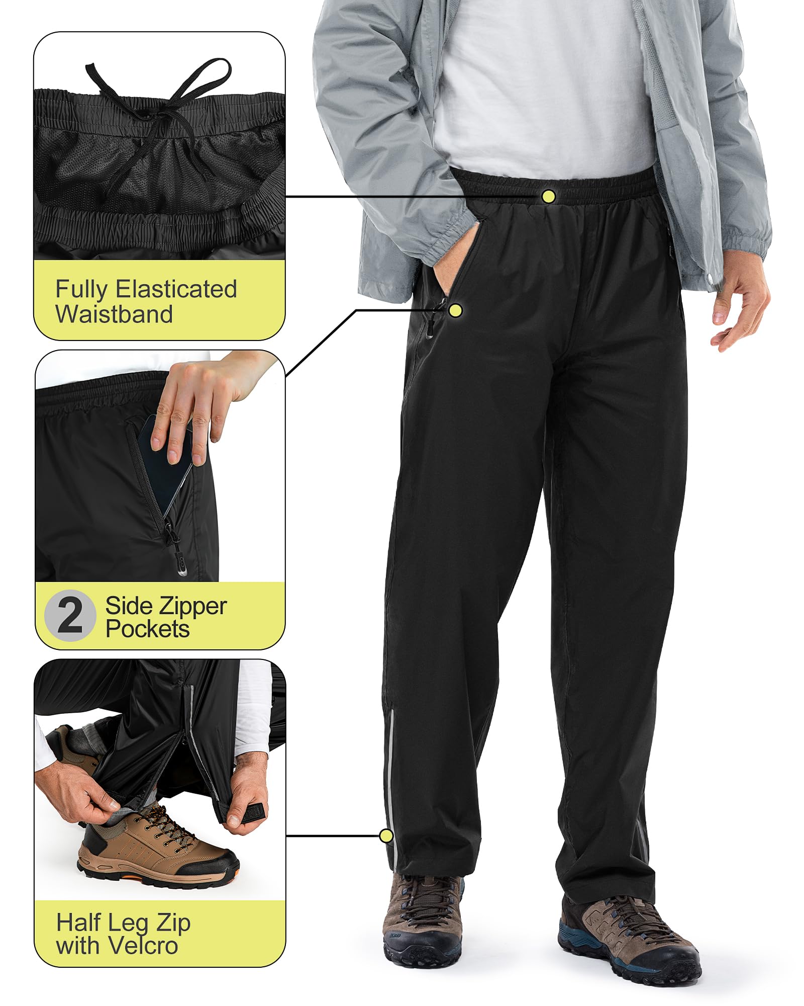 33,000ft Men's Rain Suit Packable Waterproof Lightweight Rain Gear for Golf Hiking Cycling 2 Pieces(Rain Jackets and Pants)