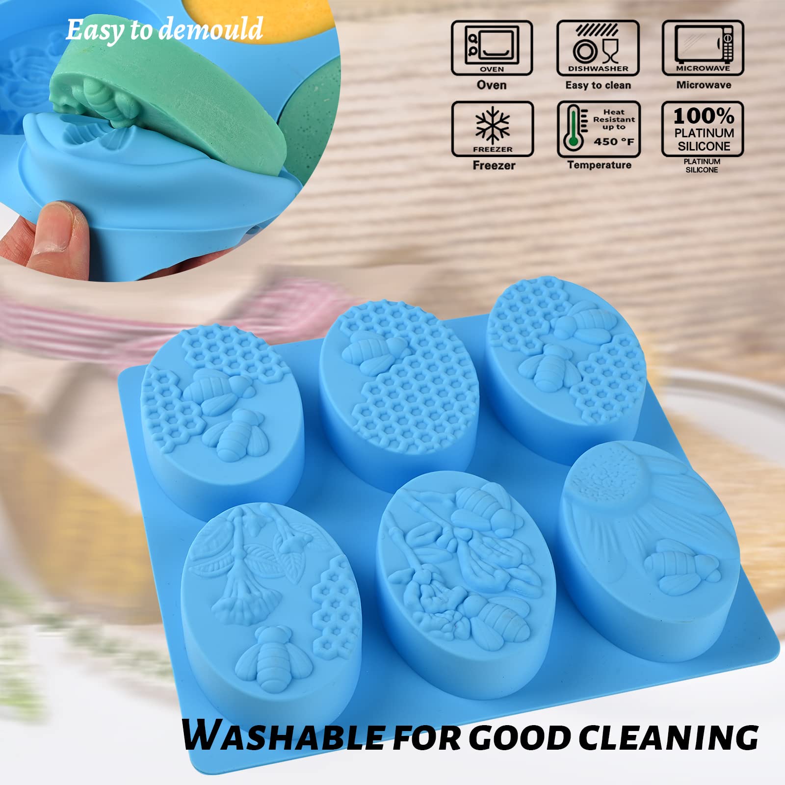 Sakolla 2 Pack Insect Silicone Soap Molds, 6-Cavity Dragonfly Butterfly Ladybug Shape Silicone Molds for Soap Making, DIY Baking Mold for Lotion Bars, Chocolate, Candy, Muffin, Biscuit, Cookie Pans