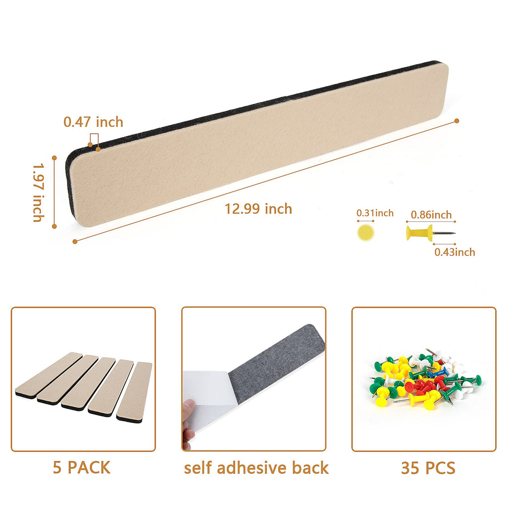 Felt Bulletin Board, 15.7''X 11.8'' corkboard Pin Board for Bedrooms Offices Home Wall Decoration, Self Adhesive Cork Board with 35 Push Pins for Paste Notes, Photos, Schedules (2 Pack)