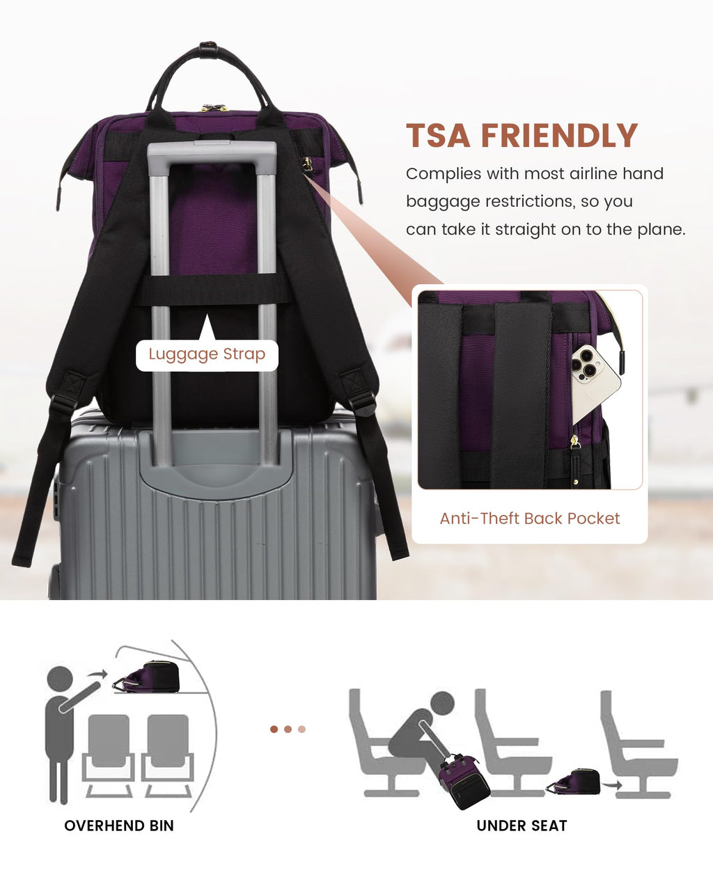 LOVEVOOK Laptop Backpack for Women, 15.6 inch Waterproof Nurse Bag Teacher Work Backpack Purse for Women, Travel Computer Backpack for College Office Business Ladies