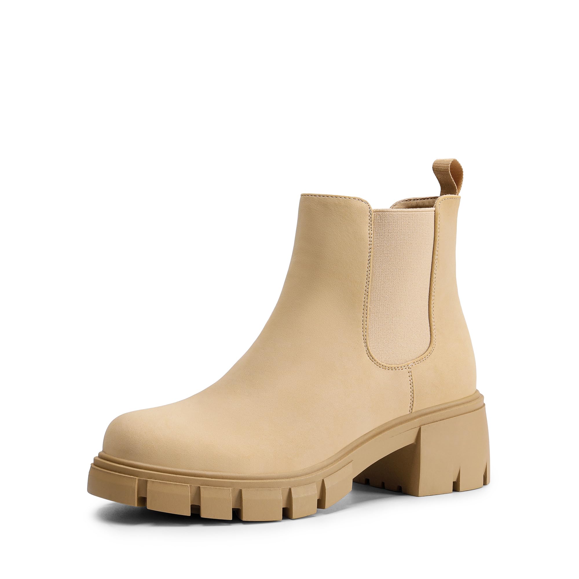 DREAM PAIRS Women's Elastic Chelsea Ankle Boots Platform Low Chunky Block Heel Lug Sole Slip on Fall Heeled Booties Shoes