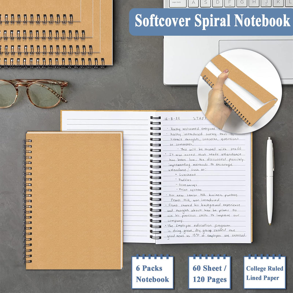 4Pack Small Spiral Notebook A5, 8.25x5.5” 120 Lined Pages Black & Red Wide Ruled Spiral Journal Bulk Blank Kraft Cover Spiral Bound Notebook & Writing Pads for Home Office Meeting Work Note Taking