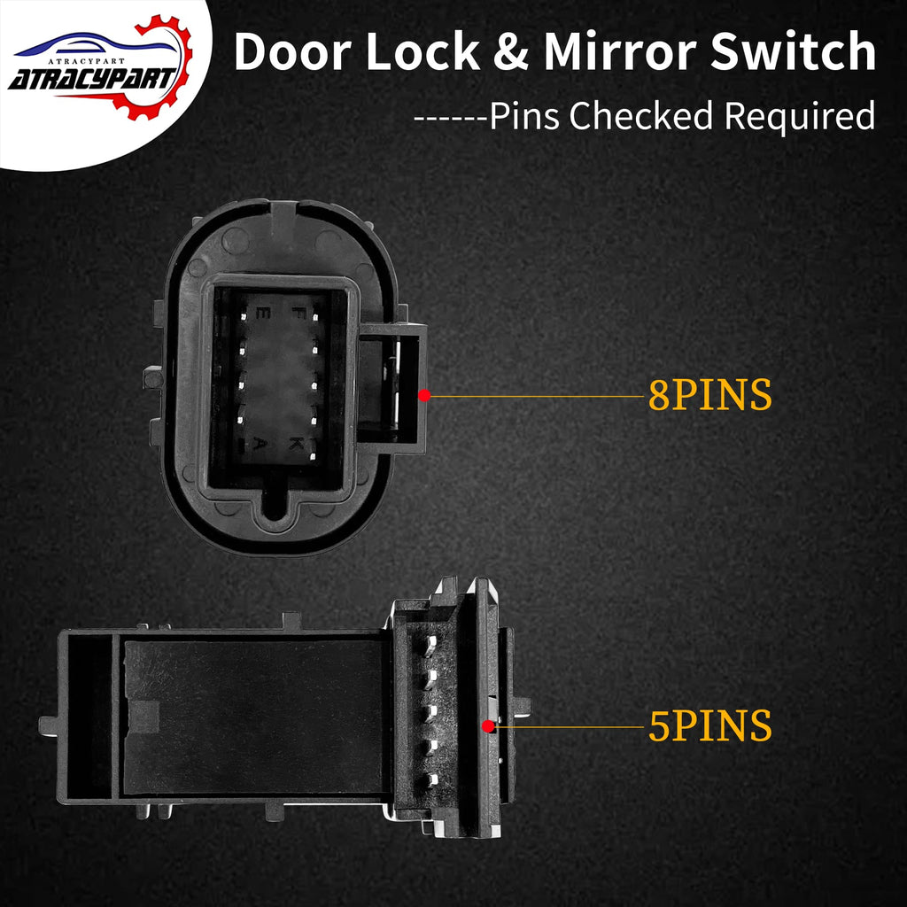 Power Window Switch Passenger Front Right, Rear Left or Right | Window Buttons | Fits GMC Acadia, Sierra, Chevy Silverado, Tahoe & More Year Model 2006-2015 | #22895545, 15888174