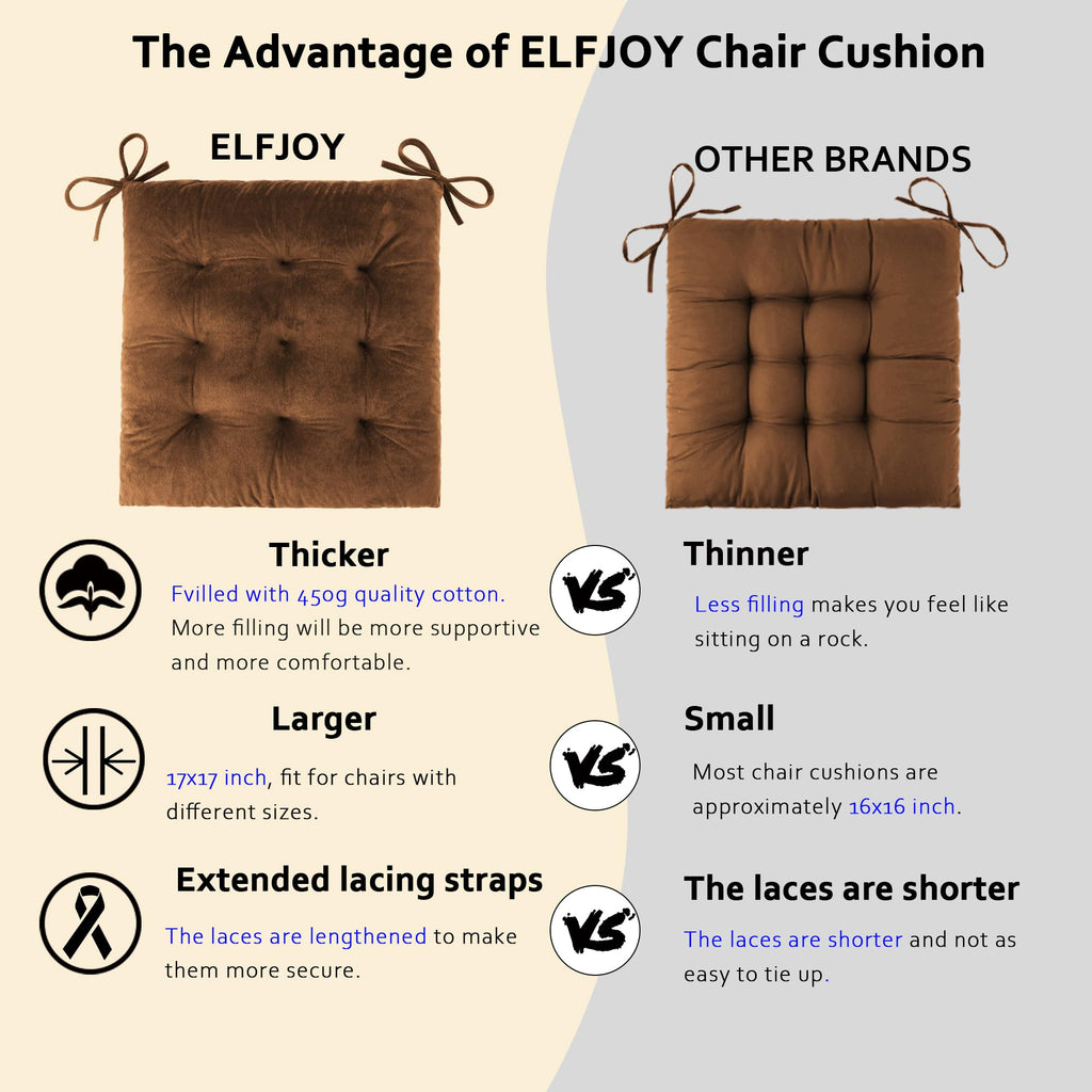 ELFJOY Rocking Chair Cushion Large Rocking Chair Pads with Ties Premium Tufted High Back and Seat Cushion 2 Piece Set Black