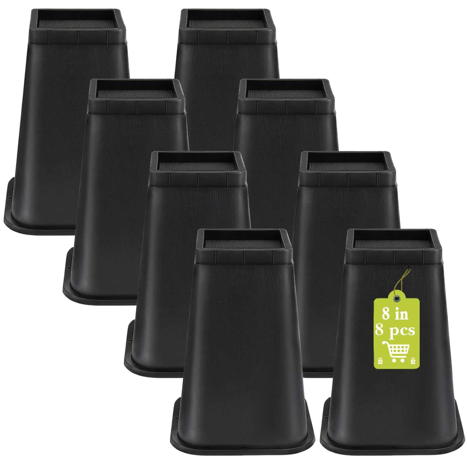12 Pack Furniture Risers 1 Inch, Adjustable Bed Risers Heavy Duty for Table Desk Couch Chair Sofa Cabinet Bed Frame Dorm, Square Stackable Table Leg Risers Lift Height 1", 2" or 3", Black