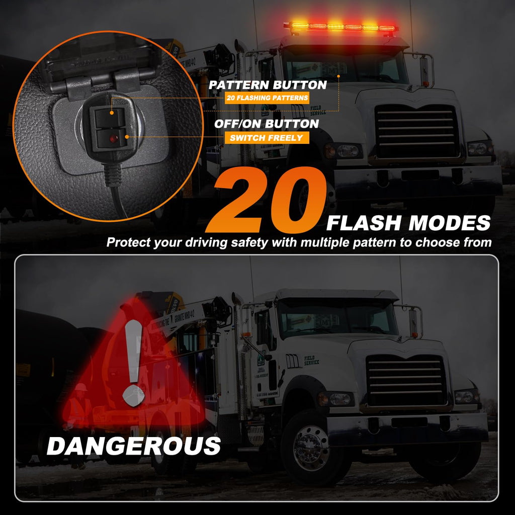 ASPL 26inch 126 LED Rooftop Emergency Strobe Lights Bar Double Side Flashing Safety Warning Traffic Advisor Light Bar Hazard Snow Plow Light for Work Trucks Vehicles Construction Tow Pickup(Amber)