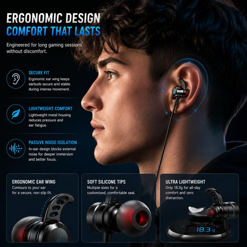 KASOTT SoundMaster Pro V1 - Gaming Earphones with Dual Audio Drivers,Battle Buds,in-Line Mic with Mute and Volume Control, Compatible with Xbox Series,Xbox One,PS5,PS4,Switch,Pc with 3.5mm Aux