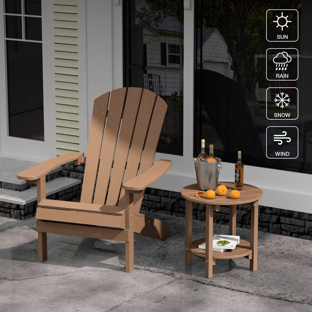 YEFU Adirondack Side Table, 18" Double Outdoor Side Table, Poly Lumber end Table, Weather Resistant for Indoor, Patio, Pool, Porch, Backyard-Black