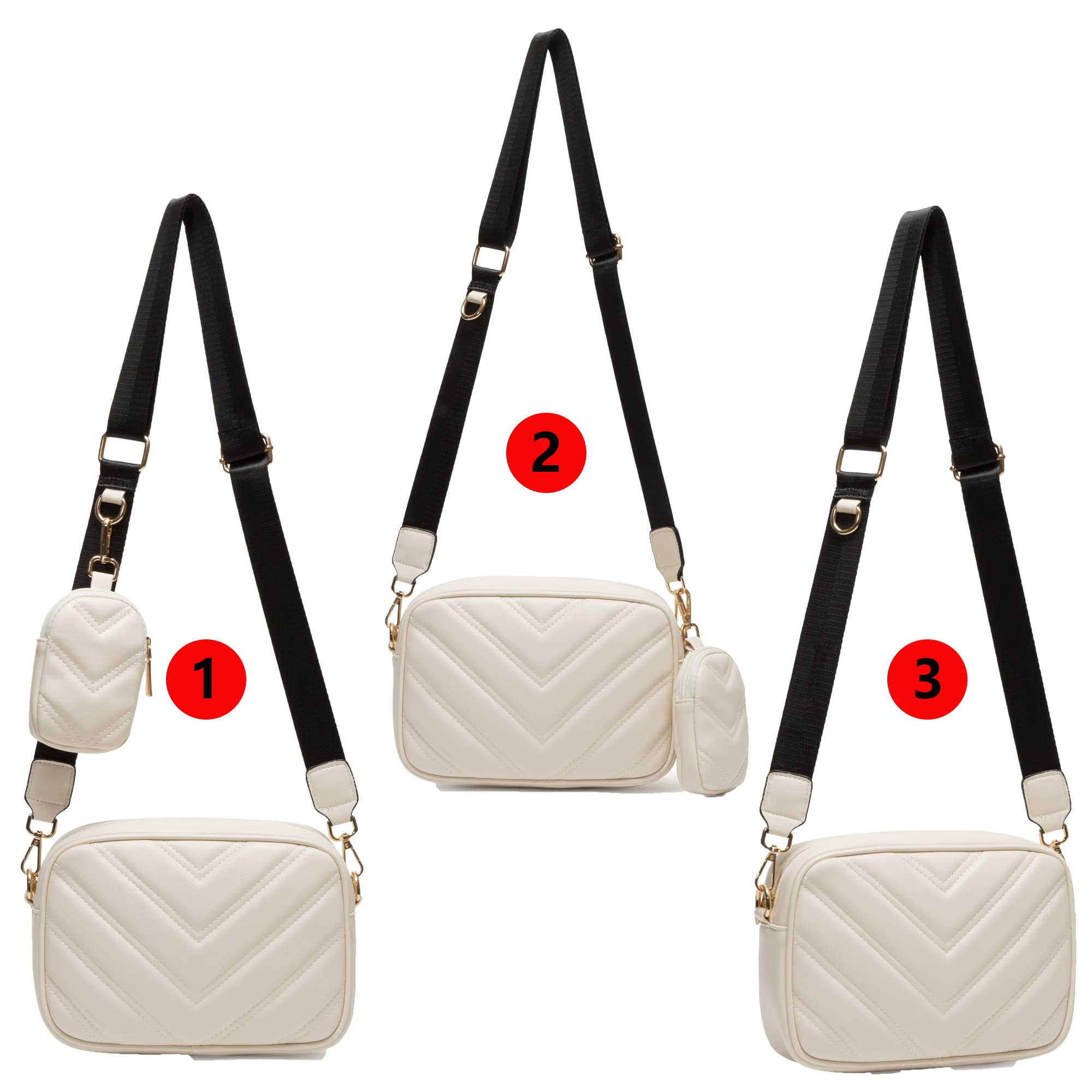 Herald Chevron Quilted Small Crossbody Bag with Coin Purse Pouch, Women Square Camera Side Shoulder 2 Size Handbags | Chevron