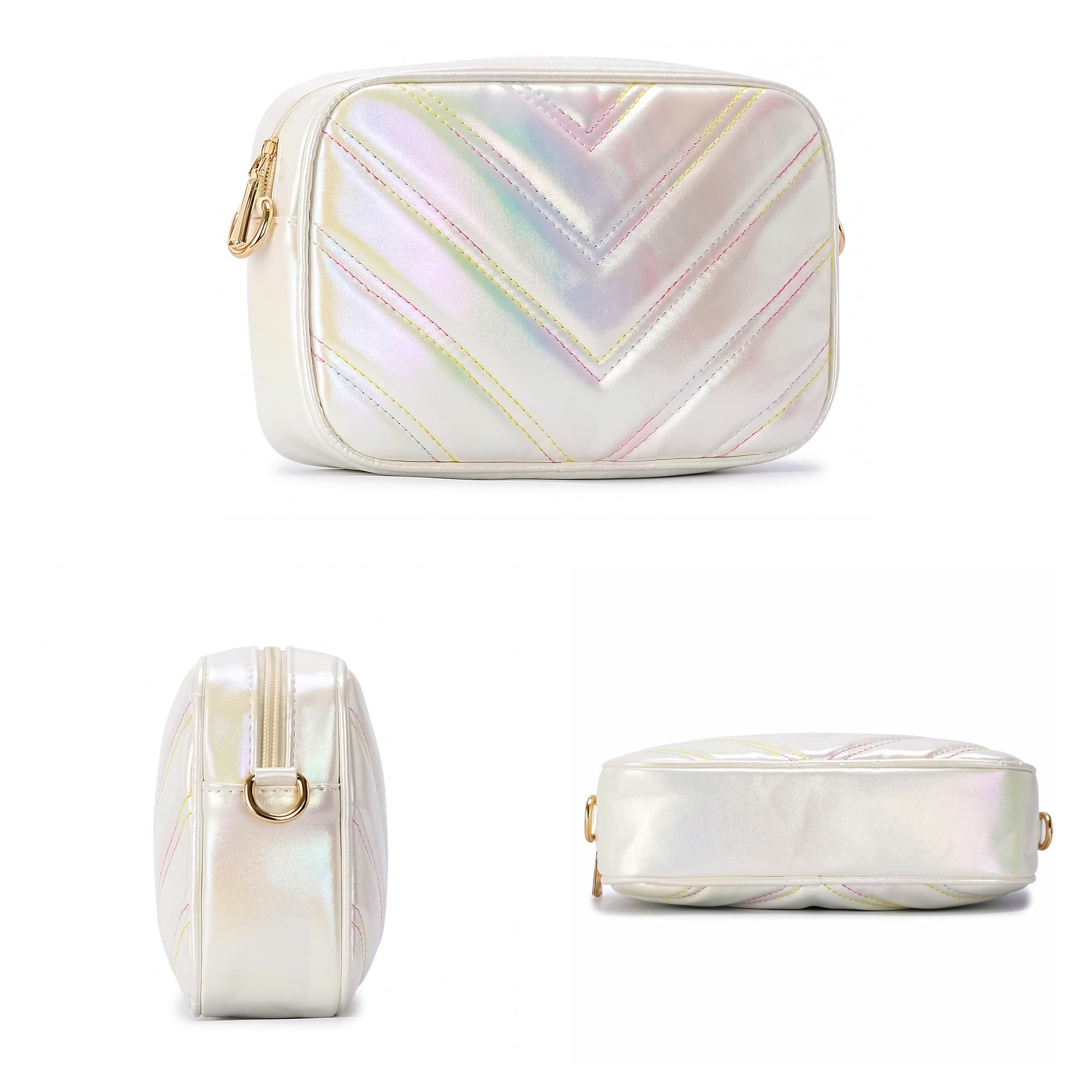 Herald Chevron Quilted Small Crossbody Bag with Coin Purse Pouch, Women Square Camera Side Shoulder 2 Size Handbags | Chevron