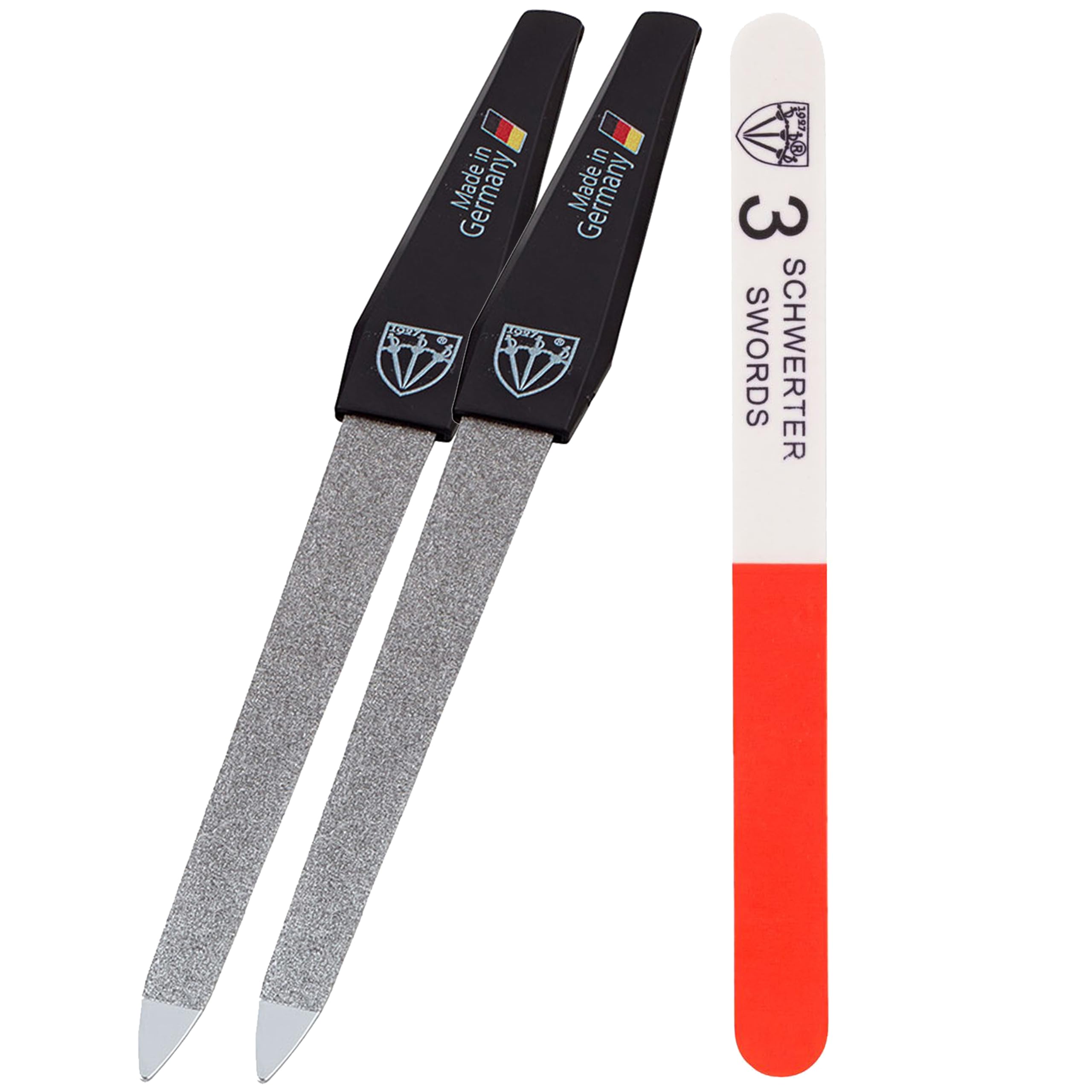 3 Swords Germany - Sapphire Metal Nail File Set 10 Pieces with 1 Piece 3-Way Nail Buffer – Nail Care Made in SOLINGEN/Germany