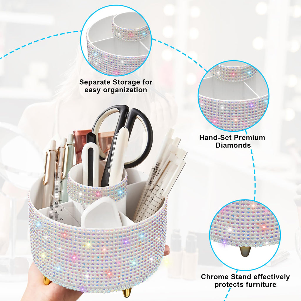 Makeup Brush Holder Organizer,360° Rotating Makeup Brush Organizer,5 Slot Make up Brushes Cup for Cosmetics, Nail Polish, Art Supply, Bathroom Vanity Desktop Organizer - Black