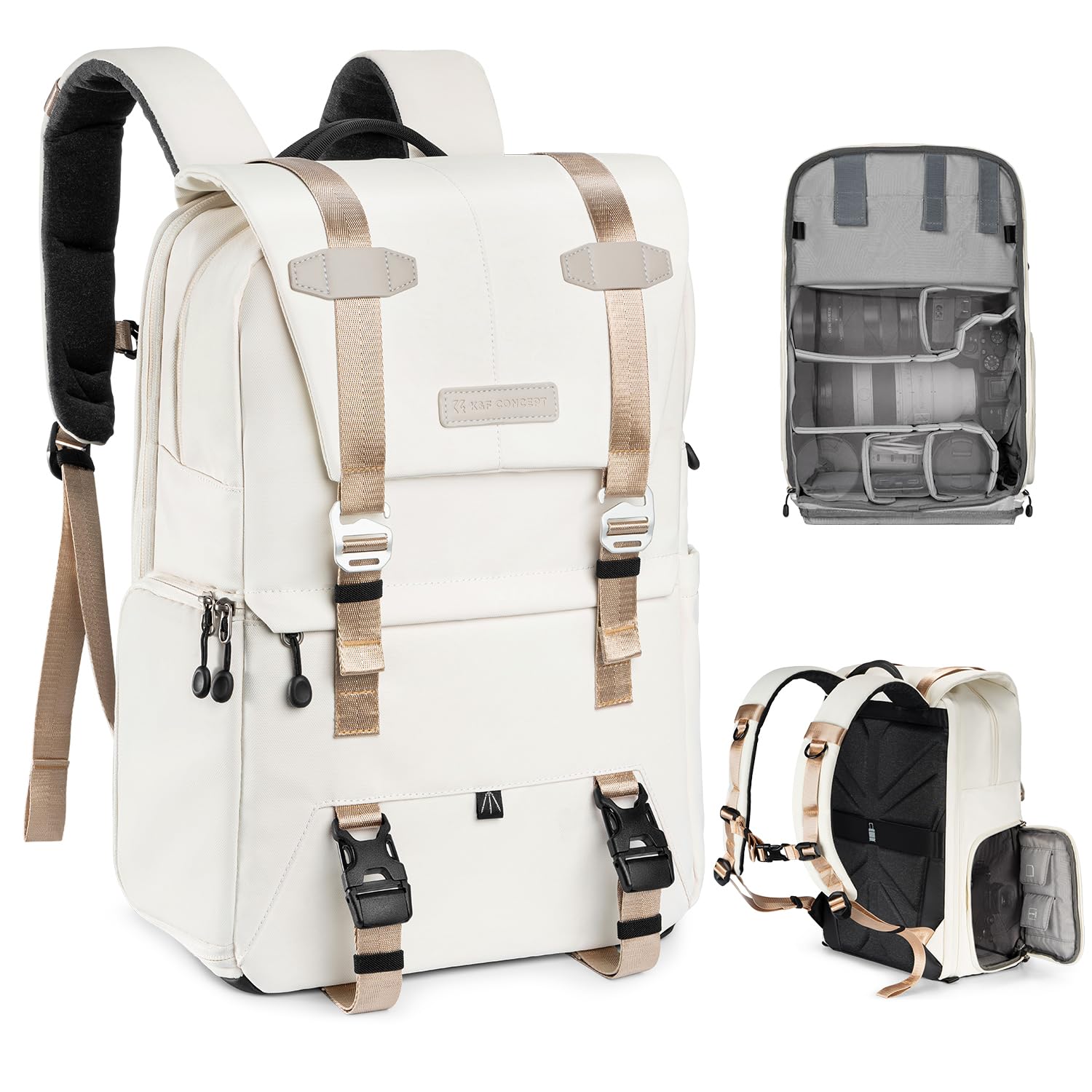 K&F CONCEPT Camera Backpack, Camera Bags for Photographers Dslr Cameras Compatible for Canon Nikon Sony DJI Mavic Drone, 20L Large Capacity Bag Cover 15.6 Inch Laptop Camera Cases with Raincover