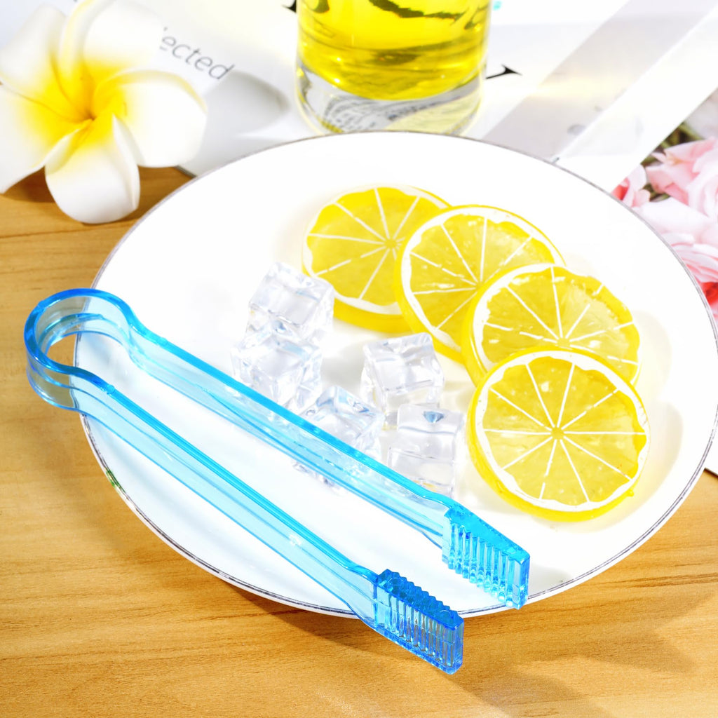 10 Pcs Plastic Buffet Serving Tongs, Clear Kitchen Tongs Mini Serving Utensil Tongs for Food Ice Salad Buffet Barbecue Cookies, 6.3 Inches