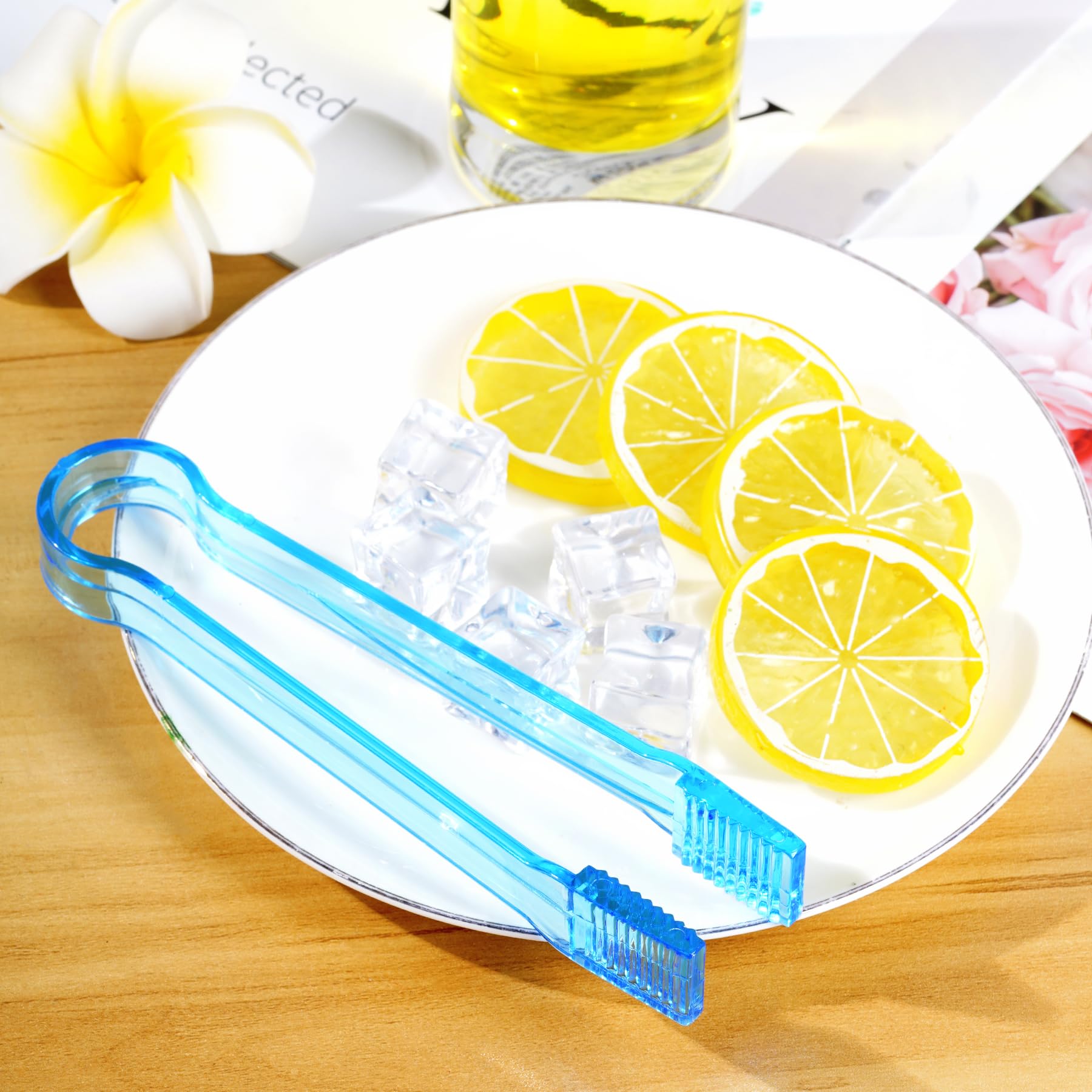 10 Pcs Plastic Buffet Serving Tongs, Clear Kitchen Tongs Mini Serving Utensil Tongs for Food Ice Salad Buffet Barbecue Cookies, 6.3 Inches