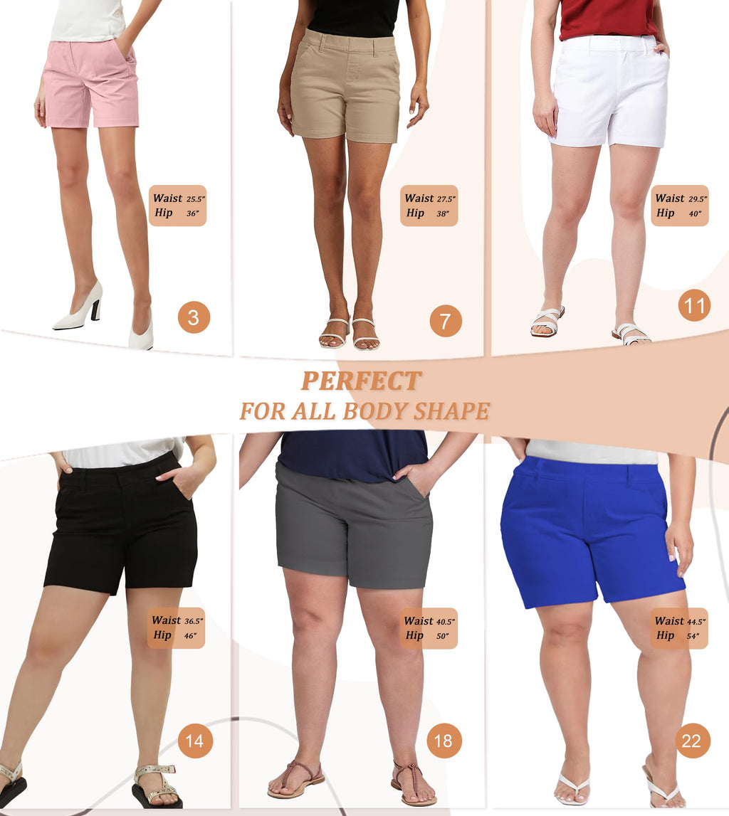 Hybrid & Company Womens Bermuda Walking Shorts Stretch 7 inch Inseam Super Comfy