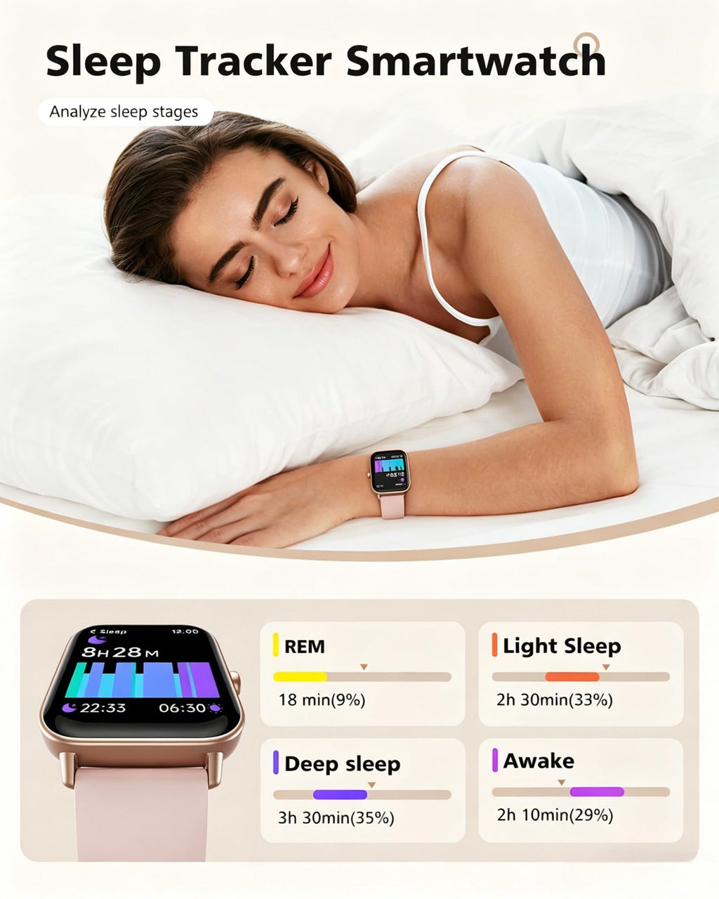 Quican Smart Watches for Women, Compatible for iPhone and Android Phones, Calling, Heart Rate/Sleep Monitor, Alexa, 1.8" Fitness Tracker Watch, Waterproof, Gifts for Women, Silicone Band, Baby Pink