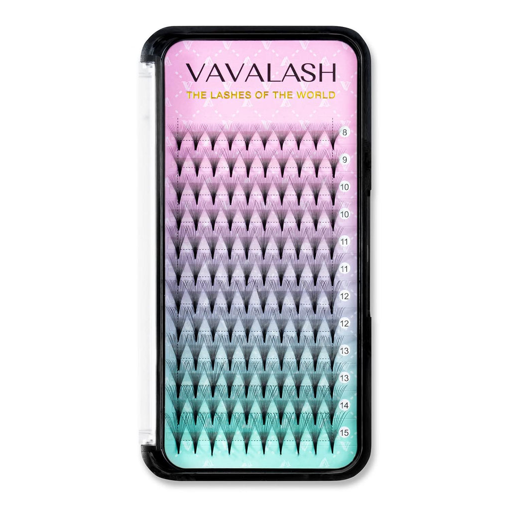 VAVALASH Premade Fans Eyelash Extensions 320 Fans 10D 14D 16D 20D 0.03 0.05 0.07 Thickness C/D Curl Middle Stem Premade Fans Russian Volume Lash Extensions (320 Fans-10D-0.03-D-8-15mm)
