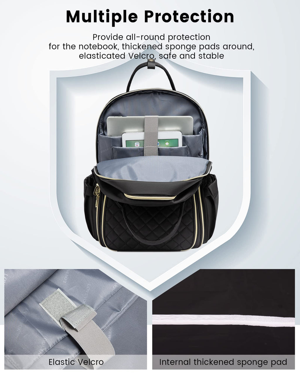 LOVEVOOK Laptop Backpack for Women, Water Resistant Travel Work Backpacks Purse College Business Teacher Nurse Computer bag with USB Charging Port