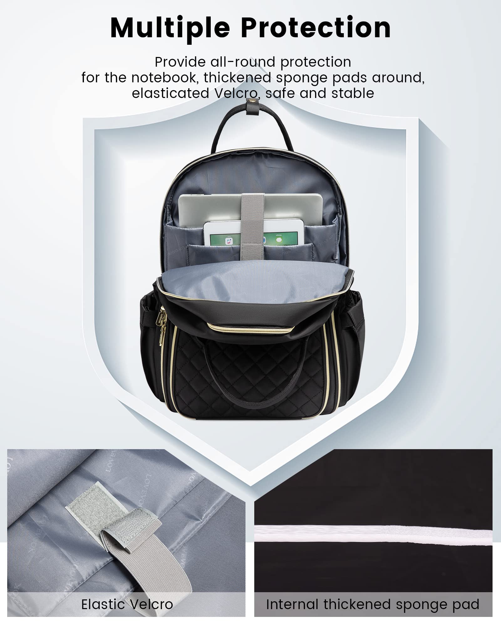 LOVEVOOK Laptop Backpack for Women, Water Resistant Travel Work Backpacks Purse College Business Teacher Nurse Computer bag with USB Charging Port