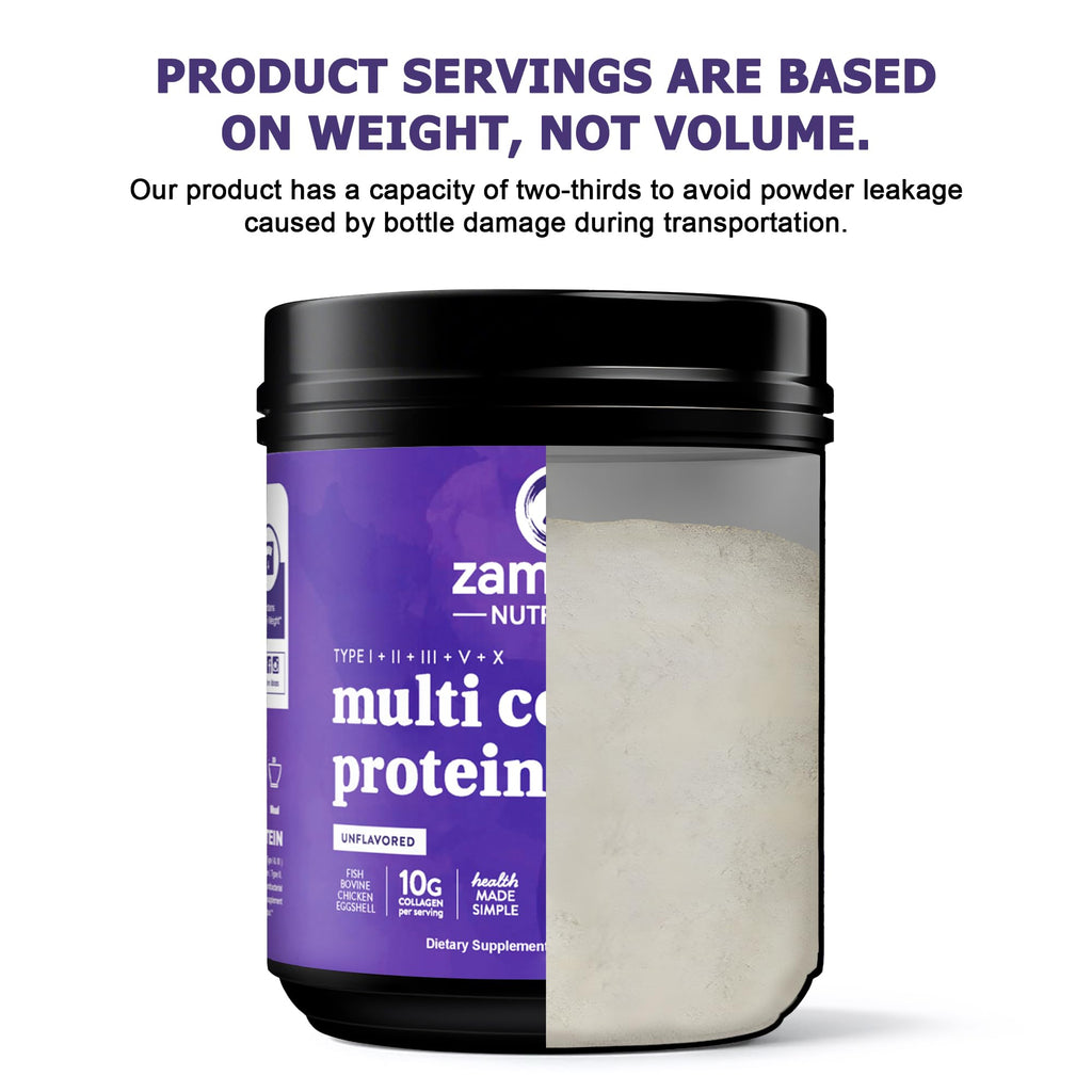 Zammex Multi Collagen Protein Powder, Type I & III & V & X, Hydrolyzed Collagen Peptides for Women & Men, Supports Hair and Skin, Gut Health, 41 Servings, Chocolate