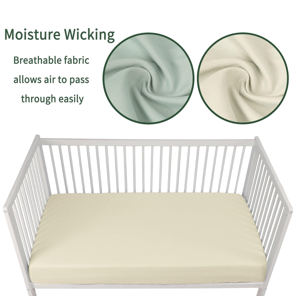 GUNTAIL Baby Crib Sheets for Boys Girls, 2 Pack Fitted Crib Sheet for Standard Crib and Toddler Mattress, Soft Microfiber Baby Sheet 52x28x8in (Brown & Green)
