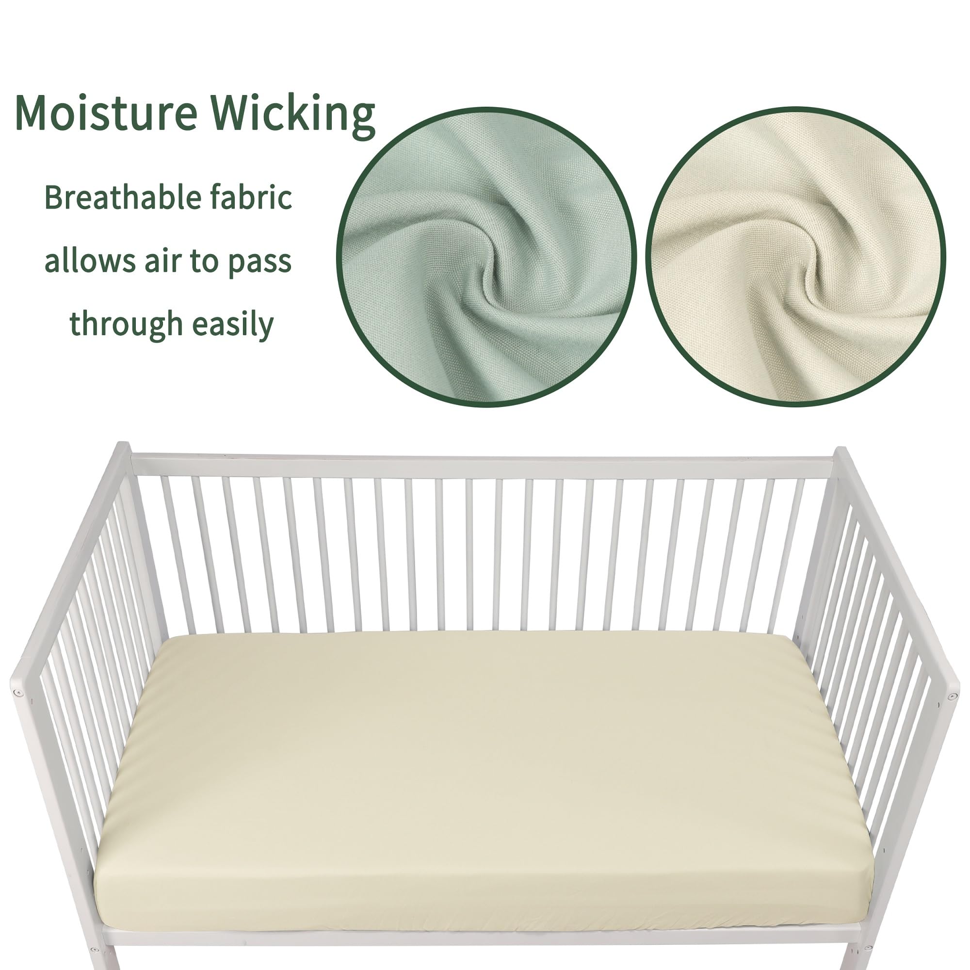 GUNTAIL Baby Crib Sheets for Boys Girls, 2 Pack Fitted Crib Sheet for Standard Crib and Toddler Mattress, Soft Microfiber Baby Sheet 52x28x8in (Brown & Green)