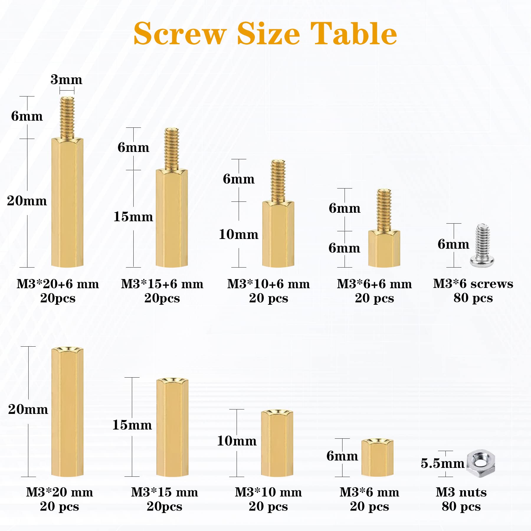 400Pcs M2 Motherboard Standoffs&Screws&Nuts Kit, Hex Male-Female Brass Spacer Standoffs, Laptop Screws for DIY Computer Build, Electronic Projects, Raspberry Pi, Circuit Board etc.