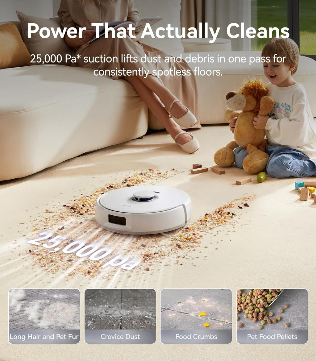 NARWAL Freo Z10 Turbo Robot Vacuum and Mop Combo, 25,000Pa Powerful Cleaning for Every Surface, Tangle-Free for Pet Hair, Smart Obstacle Avoidance, Self-Emptying, Mop Washing, for Carpet & Hard Floors
