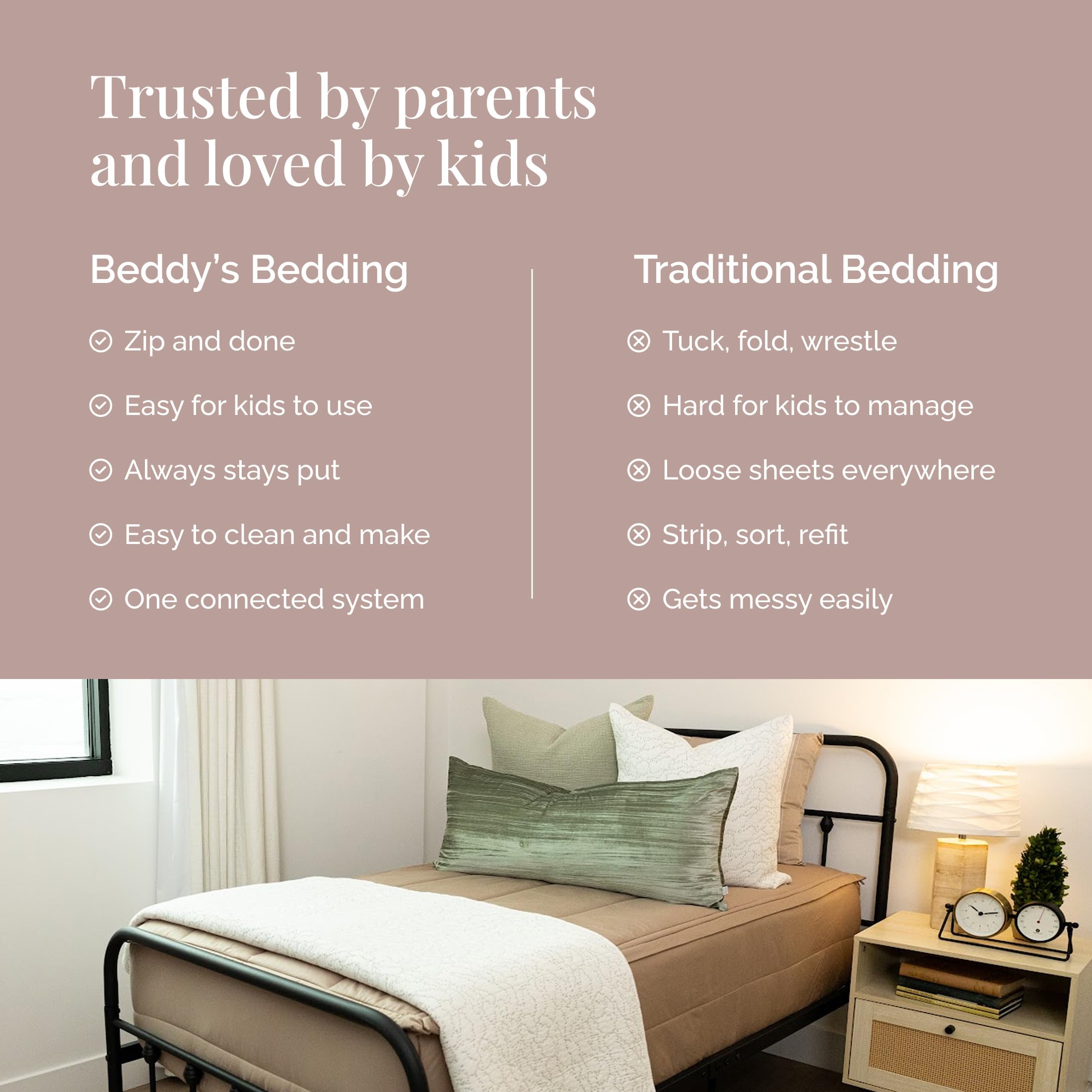 Beddy's Navy Blue All-in-One Zipper Bedding Set - Minky Lined - Twin | Smooth-Glide Zippers, Durable Construction, Easy To Make & Wash, 100% Cotton Exterior, Includes Pillowcase & Sham