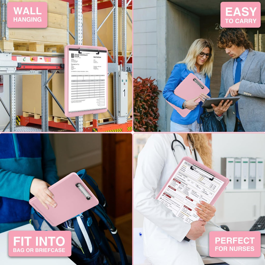 Sooez Clipboard with Storage, Plastic Storage Clipboards with Low Profile Clip, Nursing Clip Boards Foldable, Hanging Clipboard Case for Work, Teacher, Classroom Must Haves, Office School Supplies