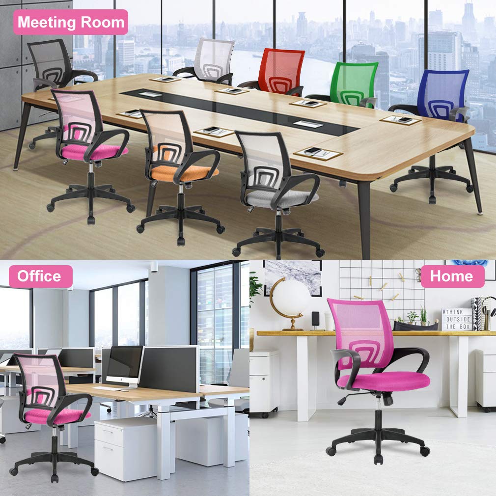 BestOffice Home Office Chair Ergonomic Desk Chair Mesh Computer Chair with Lumbar Support Armrest Executive Rolling Swivel Adjustable Mid Back Task Chair for Women Adults, Black (Black)