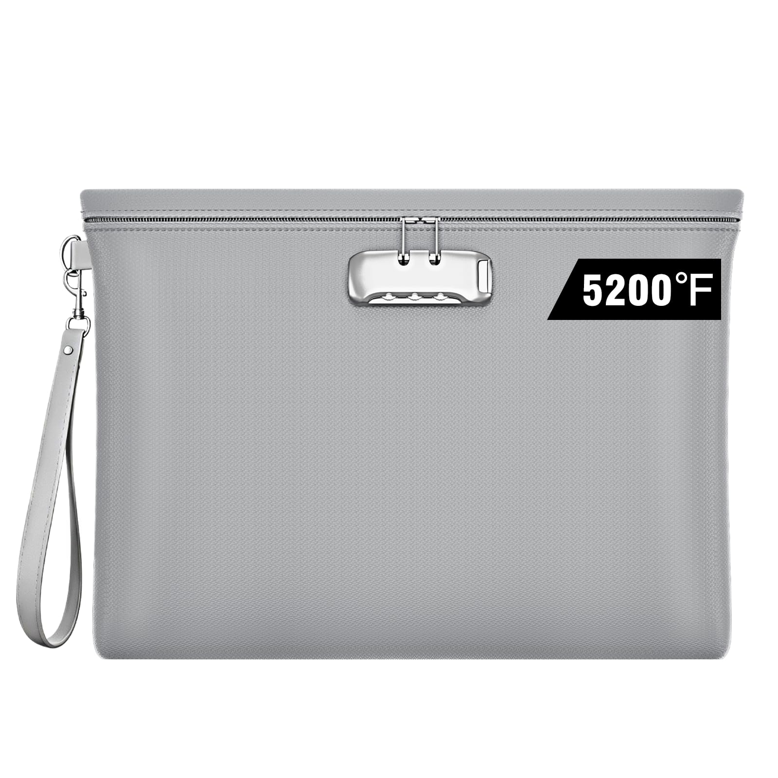 Fireproof Money Bag with Lock, 11.2"x7.6" Fireproof Cash Bag with Zipper Closure, Storage Pouch for A5 Size Document, Cheque, Cash, Cell Phone, Tablet, Credit Card, Passport, Jewelry (Black)