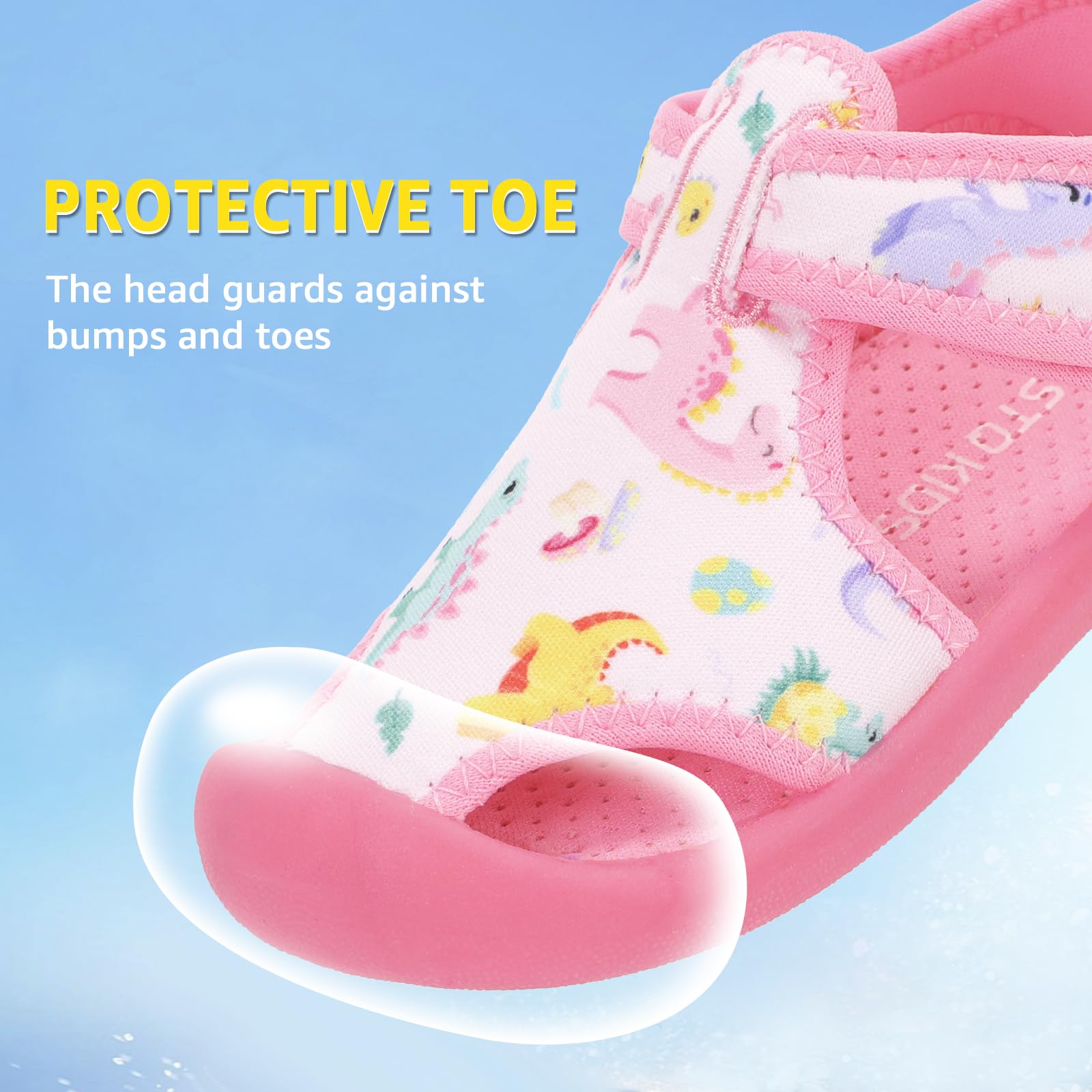 STQ Boys Girls Water Shoes Quick-Dry Slip on Beach Swim Pool Sandals(Toddler/Little Kid)