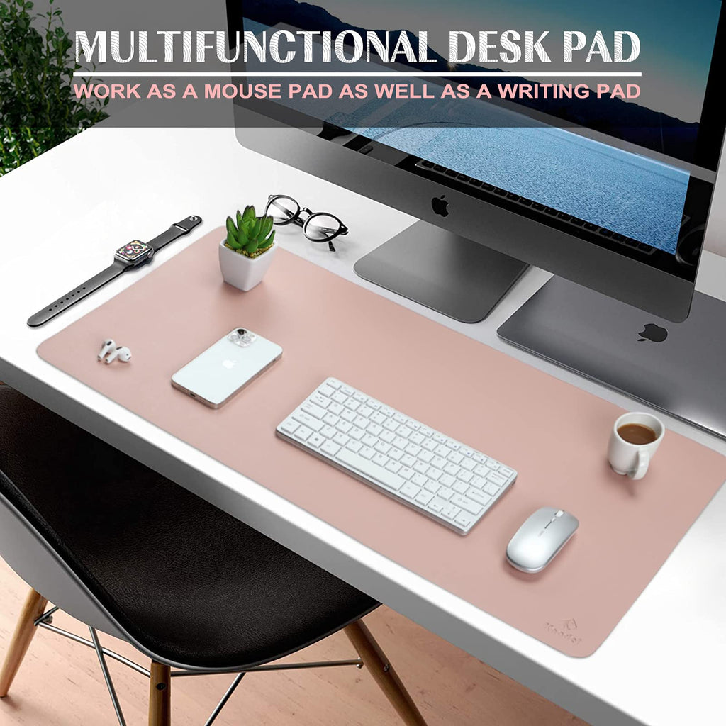 K KNODEL Small Office Leather Desk Mat, Mouse and Keyboard Pad, Computer and Laptop Mat, Desktop Protector and Cover, Writing Pad and Blotter (23.6"x13.8", Black)