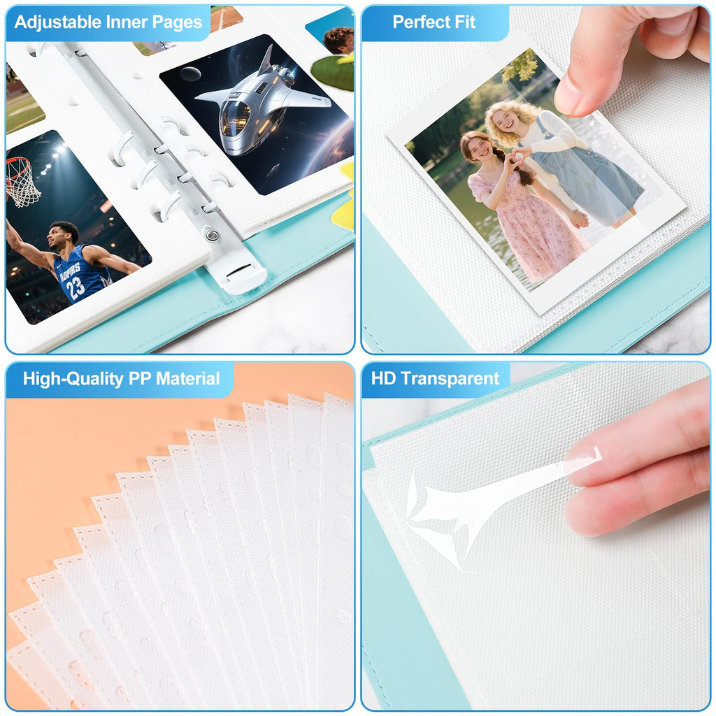 A5 Kpop Photocard Binder with 30 Pack 4-Pocket Card Pages, 6 Ring A5 Binder Card Collector Album with 240 Card Slots,PU Leather Binder Cover with Magnetic Buckle Closure for Organizing Trading Card