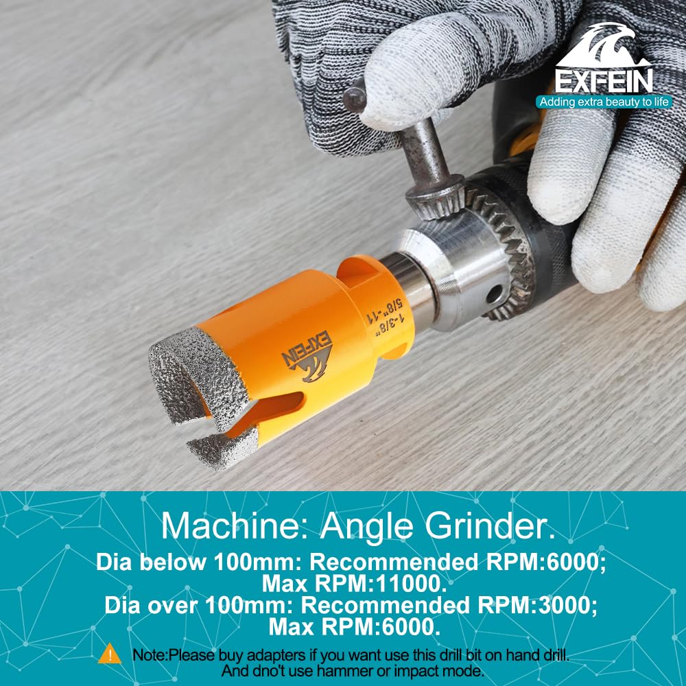 Diamond Tile Hole Saw Kit 12pcs - 6/8/10/25/35/50/65mm Core Drill Bits,10mm Milling Bit and 2" Chamfer Bit with Hex Adapter and 4.5" 2pcs Diamond Blade and for Tile Porcelain Marble
