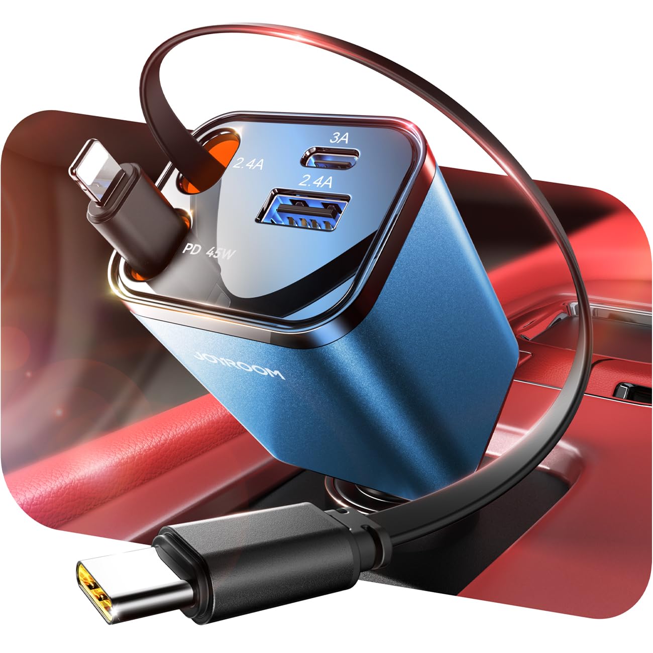 [2026 Ultra-Compact] 84W Retractable Car Charger, [PD 45W] Car Charger USB C for iPhone 16 17 Pro Fast Charging, Car Accessories Travel Essentials Gifts for Women Men for iPhone 17 Air 16 15 14 13 12