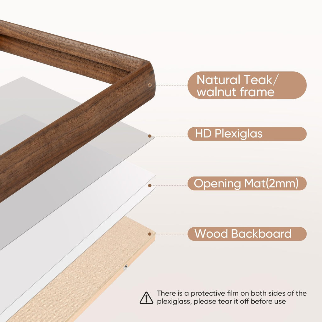 Mini Wood Picture Frame,Small Picture Frames 2x3 with Tiny Mat | Cute Polaroid Picture Frame,Teak Solid Natural Wood Tiny Photo Frame, Tabletop and Wall Mounting