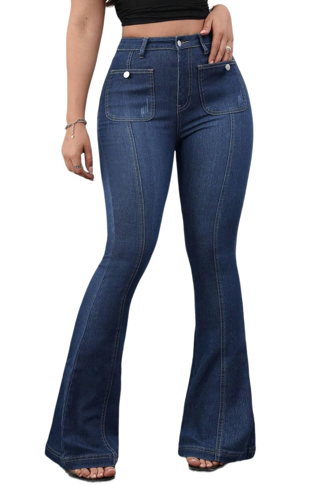 Bell Bottom Jeans for Women Ripped High Waisted Classic Flared Denim Pants