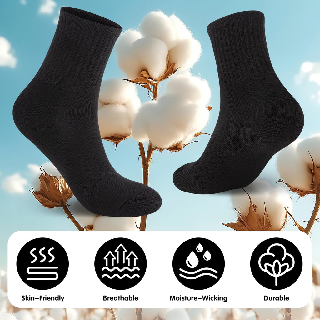 Monxiery Womens Cotton Cushioned Ankle Socks, Athletic Quarter Mini Crew Socks.