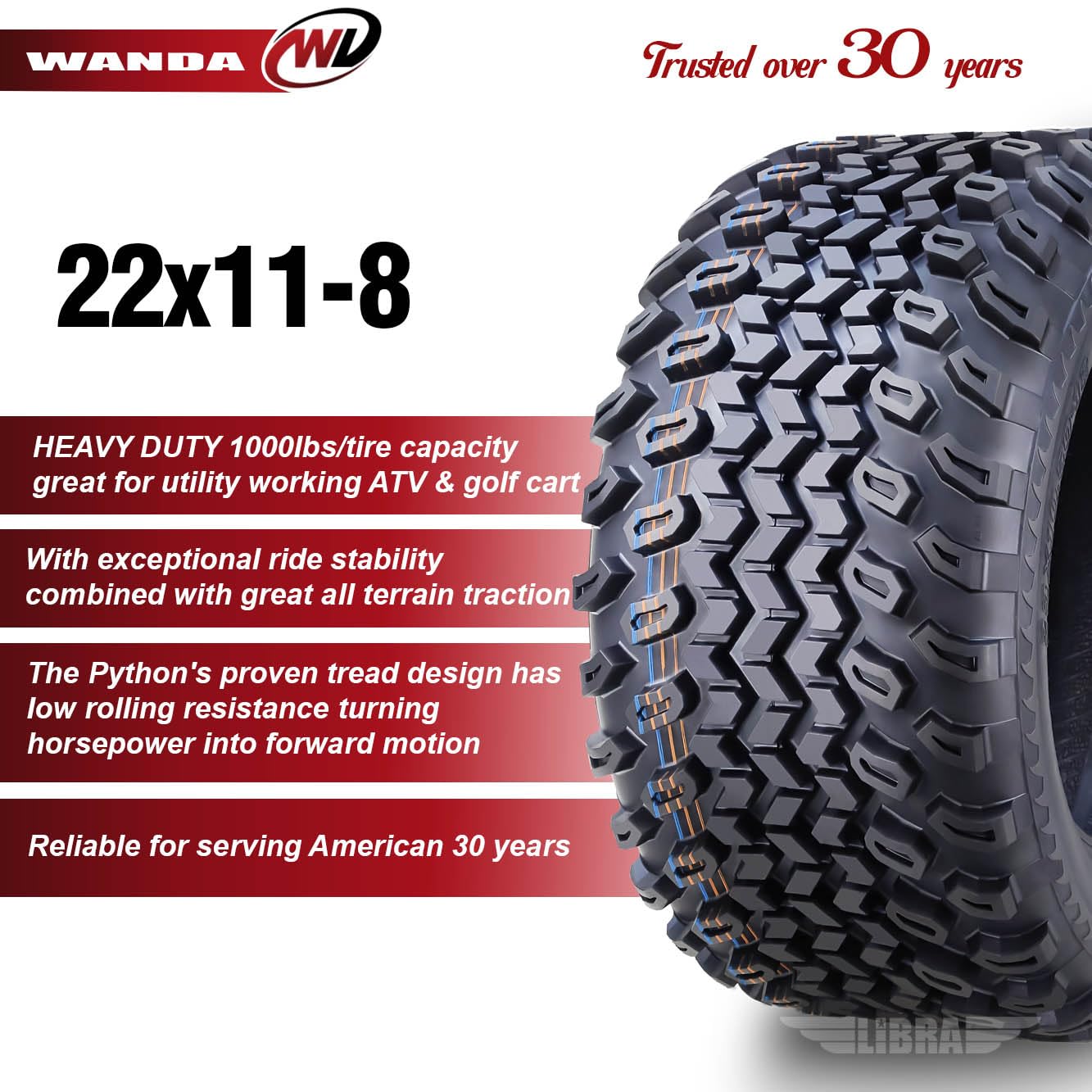 WANDA 18X9-10 Golf Cart ATV Tires 4 Ply 18X9x10 -Set 4-14050