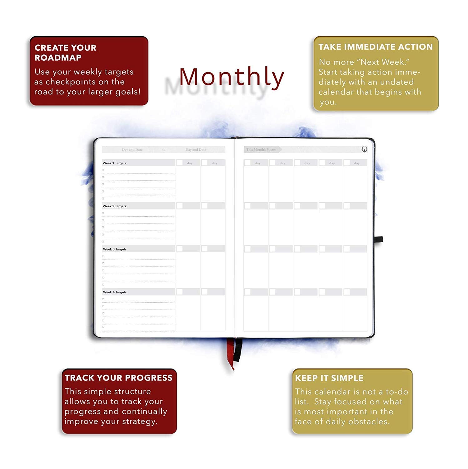 The Phoenix Journal - Quarterly Goal Planner, Daily Planner Journal & Organizer for Goal Setting, Productivity & Focus - Undated 12 Week Planner, Weekly & Monthly Planning, Habit Tracking - Hardcover - Black