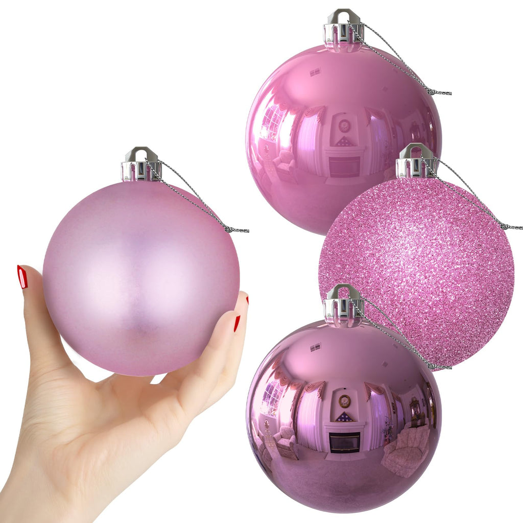 Bubblegun Pink 1.6" Small Christmas Balls Christmas Tree Decoration Ornaments Shatterproof Hanging Balls for Birthday Halloween Holiday Wedding Decorations Set of 12pcs