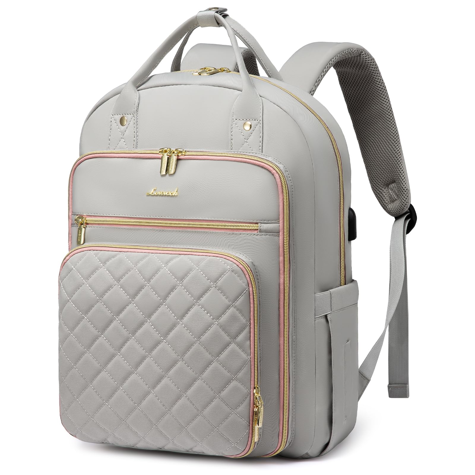LOVEVOOK Laptop Backpack for Women, Water Resistant Travel Work Backpacks Purse College Business Teacher Nurse Computer bag with USB Charging Port