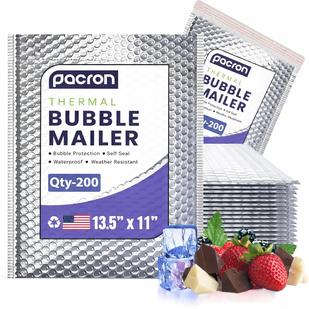 200-Pack Insulated Silver Thermal Bubble Mailers 6 x 7 - Waterproof Metallic Foil Self-Sealing Padded Envelopes for Cold Shipping, Perishables, Food, Cosmetics, Pharmaceuticals