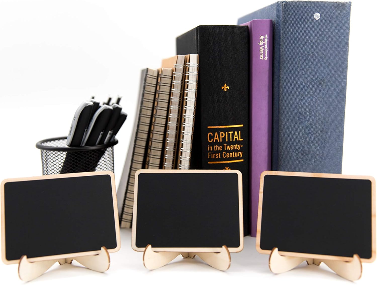 DSTELIN 10 Pack Mini Chalkboards Signs with Easel Stand, Small Rectangle Chalkboards Blackboard, Wood Place Cards for Weddings, Birthday Parties, Message Board Signs and Event Decoration